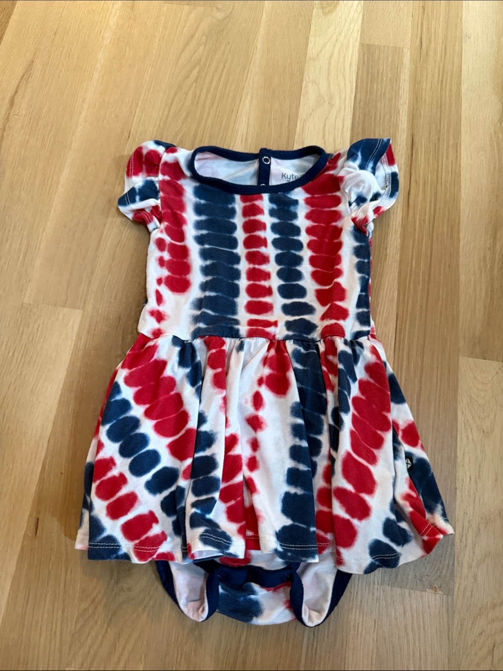 Kyte BABY Red White and Navy Blue Tie-Dye Baby Dress